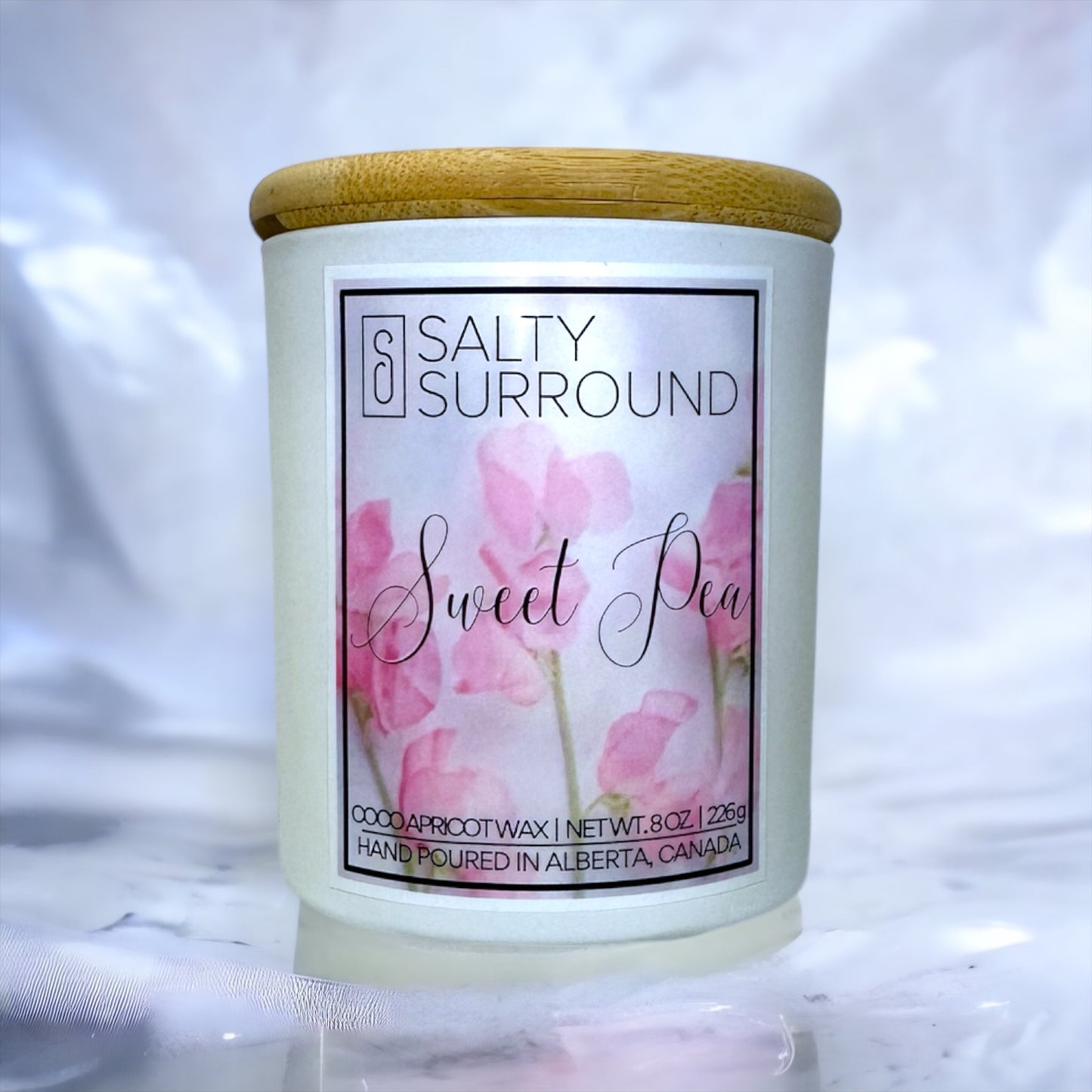 8 oz. Sweet Pea Wooden Wick Candle