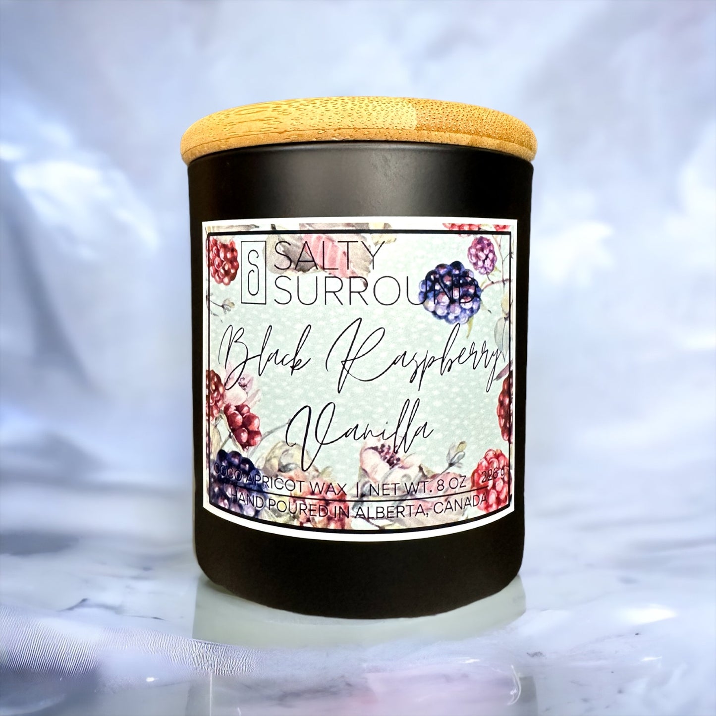 8 oz. Black Raspberry Vanilla Wooden Wick Candle