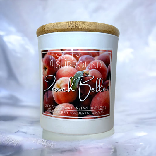 8 oz. Peach Bellini Wooden Wick Candle